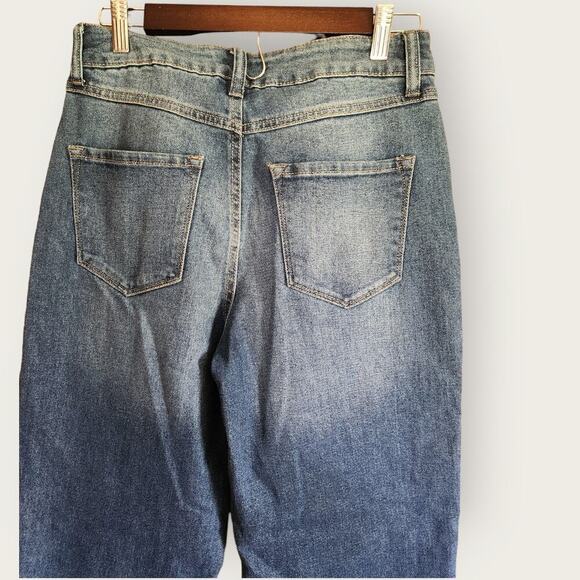 Sincerely Jules NWT Distressed Raw Hem HighRise Mom Stovepipe straight jeans sz7 - Picture 4 of 7